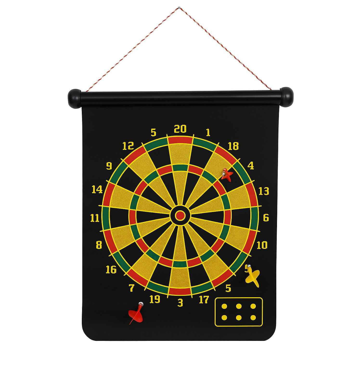 Magnetic Dart Game Double Faced Portable and Foldable Dart Game with 6 Colourful Non Pointed Darts for Kids, Multicolour, Ideal Dartboard for Gifting (15 INCH)