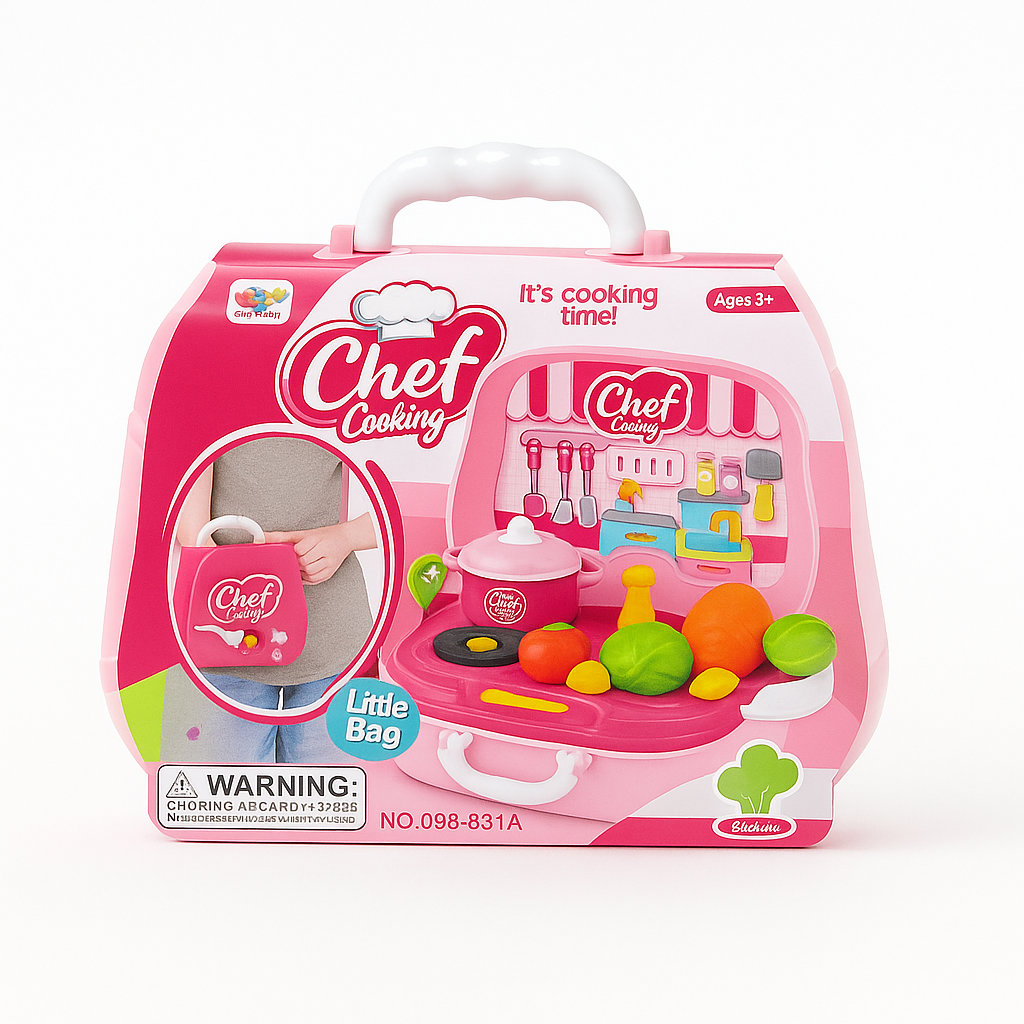Luxury Kitchen Set Cooking Toy with Briefcase and Accessories (Pink)